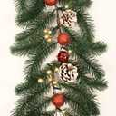 Aesto 6FT Christmas Garland with Lights, 8 Lighting Modes, Xmas Garland with Lights for Outdoor/Indoor