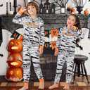 ANGELGGH Matching Halloween Onesie Pajamas Family Holiday Hooded PJs Adult Couples One Piece Sleepwear Funny Ugly Loungewear (Men, L, Mummy) (L)