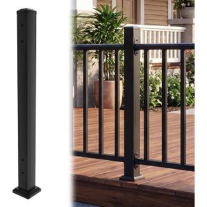 Deck Post,2.8 in. x 2.8 in. x 39 in Opposite Double Side Hole Universal Middle Railing Post with Screws Ending Support Post for Deck Porch Balcony Stair Railing System
