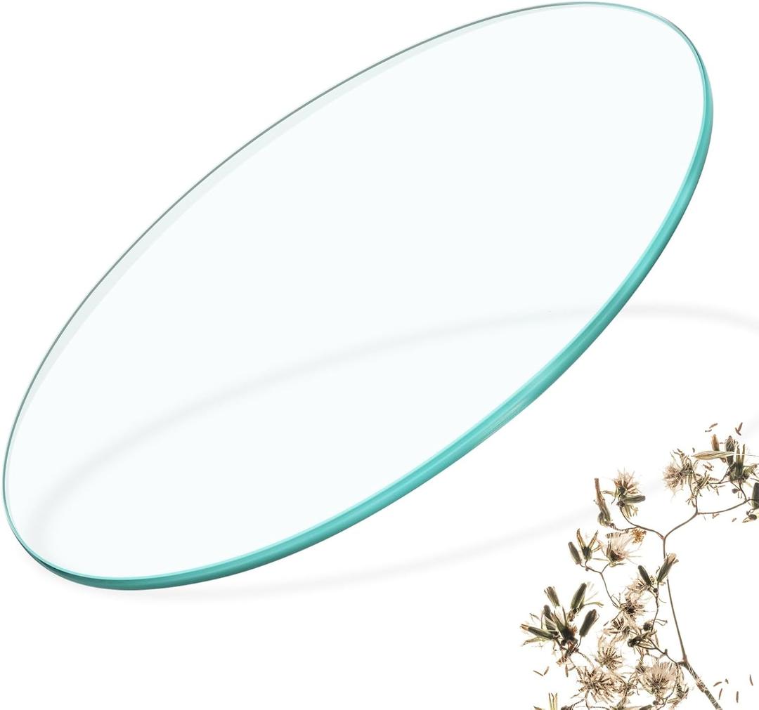 18" Round Glass Table Top, 8mm Thick, Pencil Edge, Clear, Contemporary, Dining, Coffee, Office, Side (18 inch, 3/10" Thick Pencil)