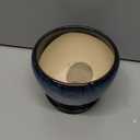 8 Inch Ceramic Plant Pot, Ceramic Planter Pot for Indoor Outdoor Plants, Round Flower Pot with Drainage Hole and Saucer, Blue