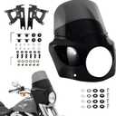 Club Style Front Fairing w/ 11" Smoke Windshield, Fits 7" Headlight for Harley Softail 2000-2017, Headlamp Cowl Kit for Fat Boy FLSTF, Heritage Classic FLSTC, Slim FLS, Deluxe
