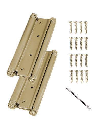 Pair of 8 Inch Heavty Duty Stainless Steel Cafe Saloon Door Swing Self Closing Double Action Spring Hinges (Bronze)