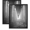 DOAI ART 18x24 Poster Frame 2 Pack, Black 18 x 24 Picture Frames for Horizontal or Vertical Wall Mounting, Scratch-proof Safe and Artistic Large Photo Frame Wall Art