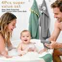 4 PCS Muslin Baby Bath Towels Set, 100% Cotton 2 PCS Animal Hooded Baby Towels 32x32 Inch & 2 PCS Washcloths, Ultra Absorbent & Soft Infant Newborn Essentials Gifts for Boys & Girls, Dinosaur & Bear