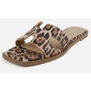 Soda Women Slip-On Sandals H-Band Flip-Flops Slides Square KNIT Leopard Cheetah 10