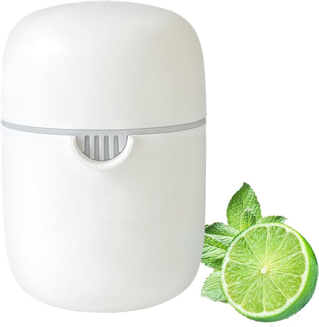 Lemon Squeezer and Simple Manual Citrus Juicer Small Portable Lime Juicer Cup with Two Ways of Use for Different Fruits (White)