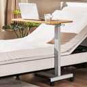 Overbed Table with Wheels Adjustable Height, Heavy Duty Hospital Table Over Bed for Home Use 70 Pounds Capacity