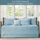 Madison Park Daybed Cover Set Damask Quilted Cover for Daybeds, All Season, Pre-Washed Cotton-Filled Coastal Bedding with Scallop Edge, Shams, Bedskirt, Dcor Pillows, Tuscany, 39"x75", Blue 6 Piece, 75"x39"