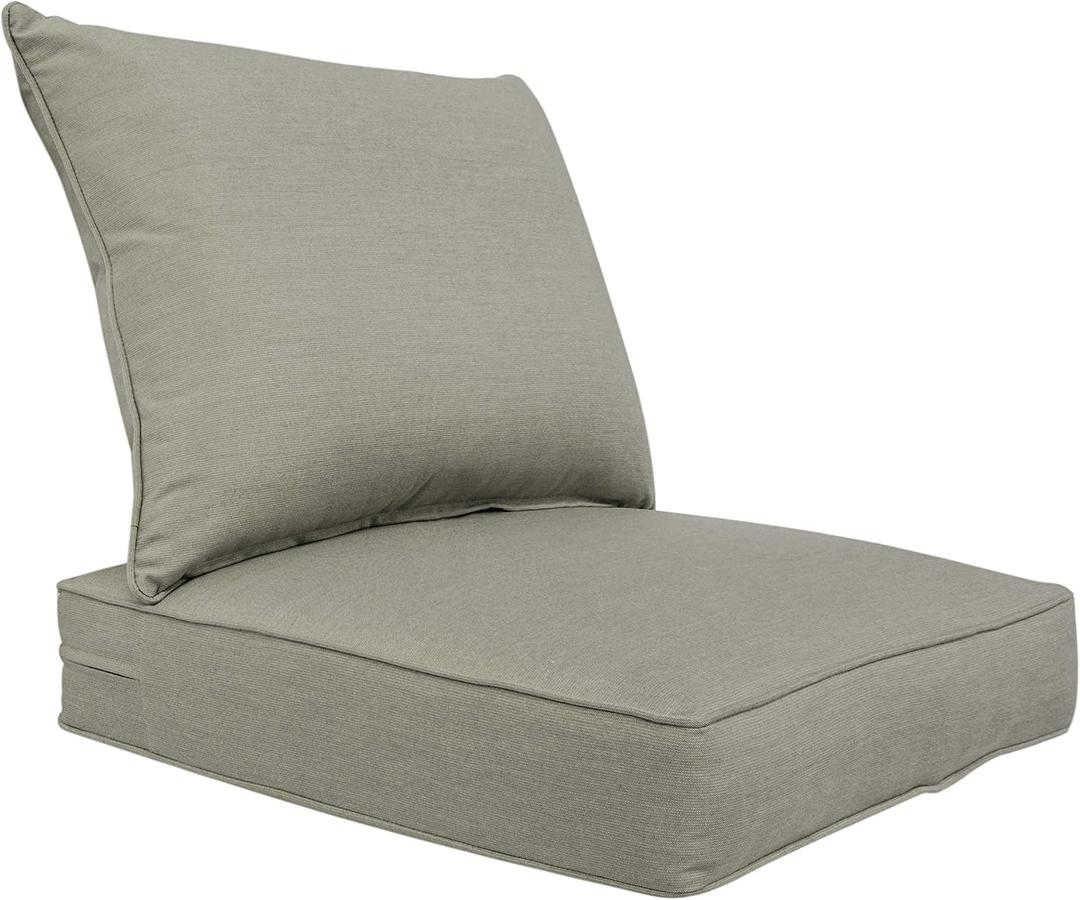 Outdoor Furniture Cushion Patio Deep Seat Chair Cushions, Foam Seat, Sunbrella Fabric, 24"24", Spectrum Dove, 1 Count