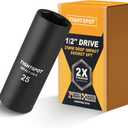 TIGHTSPOT 1/2 Inch Drive 25 mm Deep Impact Socket with Anti-Rounding 6 Point Design, Heat-Treated CRV Steel