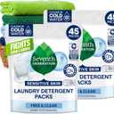 Seventh Generation Laundry Detergent Packs, Free & Clear, 90 Loads (2 pouches, 45 Ct EA)
