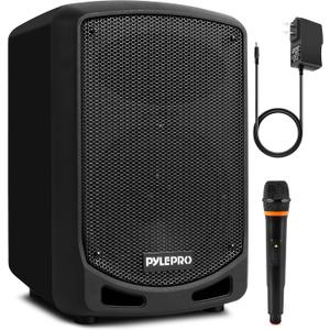 Pyle Bluetooth Karaoke PA Speaker - Indoor / Outdoor Portable Sound System with Wireless Mic, Audio Recording, Rechargeable Battery, USB / SD Reader, Stand Mount - for Party, Control - PSBT65A Black