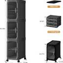 3-Tier Tall Narrow Storage Cabinet, Slim Bathroom Storage Cabinet with Adjustable Shelves and Wheels, Narrow Organizer for Small Space, Bathroom, Kitchen, Laundry, Black