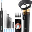 KAUGIC Ear Wax Removal - One-Hand Manual Ear Cleaner with Camera, 7 PCS Ear Spoons, Safe Ear Irrigation Kit for Adults, FSA-HSA-Eligible (Black)