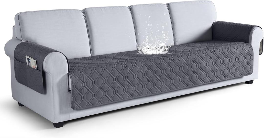 VANSOFY Couch Cover, Waterproof Sofa Covers Washable Slipcover Furniture Protector Couch Seat Covers Non-Slip Couch Cover for Dogs, Pets(Oversized Sofa, Dark Gray)(Seat Width: 78.7")