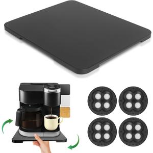 360 Rolling Tray Bamboo Appliance Slider for Kitchen Appliances, Coffee Maker Mat Tray for Countertops Sliding Tray for Coffee Maker Appliances Mat Easily from Under The Cabinet Black 11.613.9