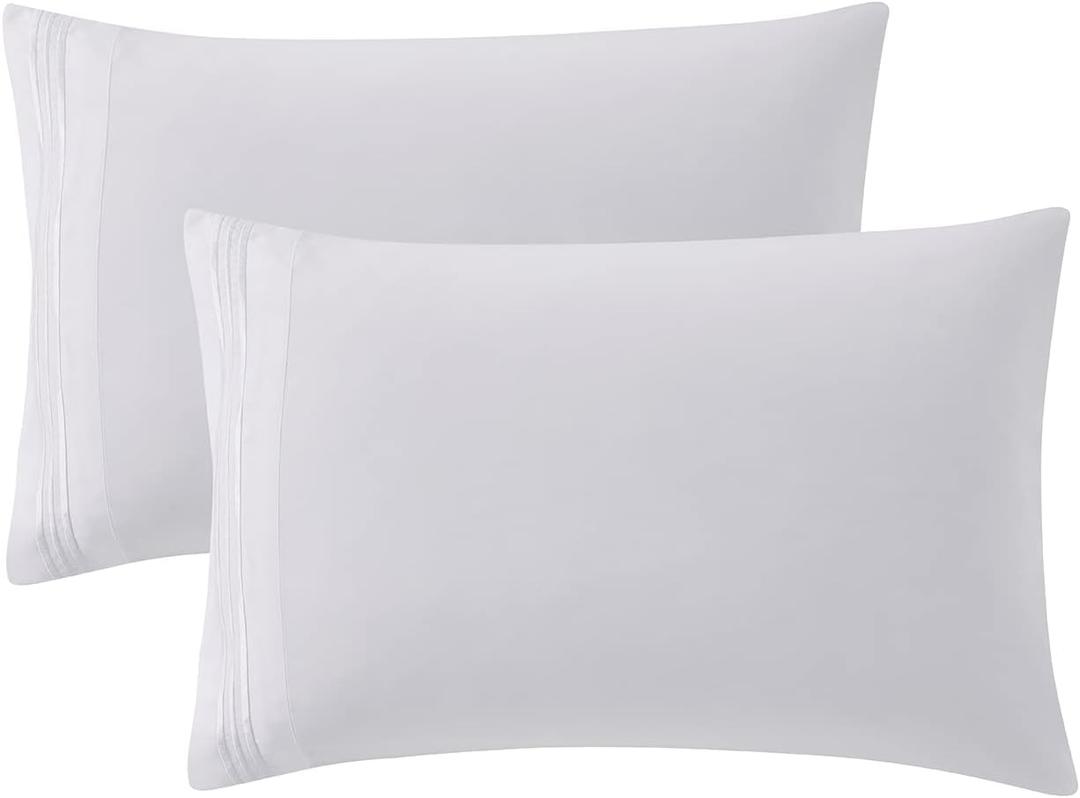 Clara Clark Pillow Cases Queen - Ultra Soft Pillow Cover, Lightweight Microfiber Pillow Cases Set of 2 - Envelope Closure Pillowcases, White