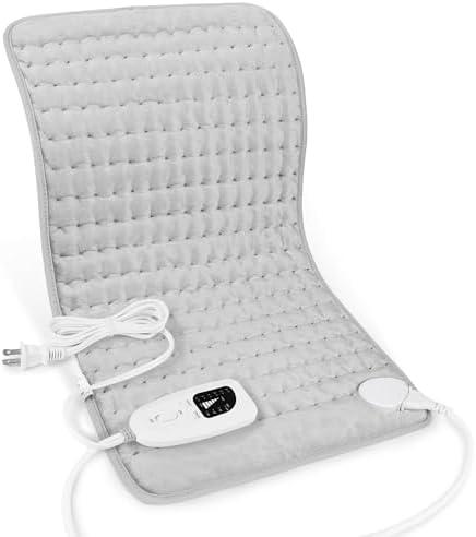 Deepsoon Heating Pad,Electric Heating Pads for Back,Neck,Abdomen,Moist Heating Pad for Shoulder,Knee,Arms,Legs,Dry/Moist Heat & Auto Shut Off,Birthday Gifts for Men and Women,Light Gray,24x12 Inch