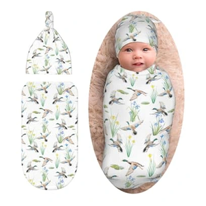 Sozzjile Mallard Duck Baby Stuff Swaddle Blanket with Beanie Set, Wild Ducks Newborn Blanket Swaddle Sack for Girls Boys