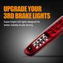 Third 3rd Brake Light, LED High Mount Stop Light for 2007-2013 Chevy Silverado/GMC Sierra 1500 2500HD 3500HD, Rear Center Cab Roof Tail Cargo Lamp, Red Lens