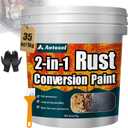 2-in-1 Rust Converter & Metal Primer, 35 oz Rust Remover & Inhibitor Paint for Metal, Stops Rust & Corrosion, Heat & UV Resistant Automotive Rust Reformer for Car, Truck Frame, Trailer Black