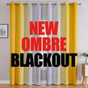 G2000 Blackout Curtains & Drapes for Bedroom Living Room 84 Inches Long Yellow and Greyish White Room Darkening Window Treatments Ombre Thermal Insulated Light Blocking Grommet Backdrop 2 Panels Set