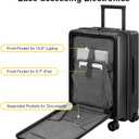 LEVEL8 Road Runner Carry On Luggage with Front Compartment, 20 Inch Lightweight Hard Shell Suitcases with Wheels Airline Approved, Tsa Locks for Luggage, Black, 21.46" x 14.57" x 9.45"
