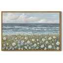 SHENIFY Vintage Landscape Framed Wall Art Sea Coastal Wildflower Field Scenery Farmhouse Decor Retro Painting for Living Room Bedroom Ready to Hang Wall Artwork - 24x36in Natural Framed