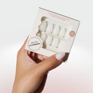 Press On Nails - Salon U-ltimate | Sheer Milk, Extra Short Almond Nails, Reusable | 16 sizes - 32 Nails Kit with Glue and Sticky Tabs