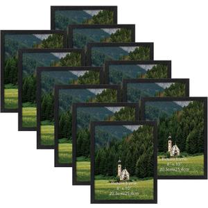 HORLIMER 8x10 Picture Frame Set of 12, Black Picture Frames Display 8 by 10 Photo for Wall or Tabletop
