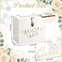 Chumia Cream White Acrylic Wedding Card Box with Lock, 3D Embossed Mr and Mrs Gift Card Box with Cards Sign for Wedding Reception, Bridal Shower, Engagement, Anniversary Party
