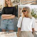 3 x Huukeay 3 Pack Women's Half Sleeve T-Shirts, Crew Neck Elbow Length Tops Loose Casual Basic Tees Summer Tunic Tops (S)