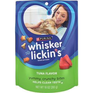 Purina Whisker Lickin's Cat Treats, Crunchy and Yummy Tuna Flavor - (Pack of 4) 10 oz. Pouches