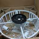 20 Inch Wood Beaded Ceiling Fan with Lights Remote Control Flush Mount,Boho Ceiling Fan Caged Low Profile Fandelier for Bedroom,Dining Room,Living Room,White