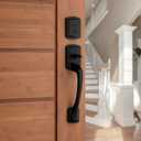 Kwikset Prague Front Door Lock Handle and Deadbolt Set, Entry Handleset Exterior with Interior Door Knob, Matte Black, Pick Resistant SmartKey Rekey Deadbolt Security, 98180-026