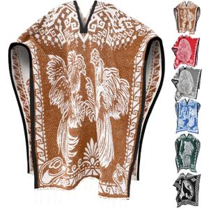 Artisans Bazaar Mexican Poncho Sarape Aztec Men Hombre Mexico Gabanes Mexicanos Western Cowboy Costume Adulto Jorongos (Rooster Brown)