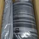 Amazon Basics Full/Queen Comforter Set with Sheets, 7-Piece Gray Calvin Stripe Bedding, Lightweight Microfiber Bed-in-a-Bag, Striped