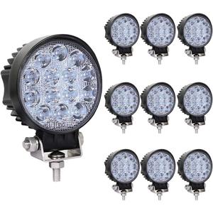 10PCS 42W LED Work Lights for Truck, Led Light Pods, 4.5Inch Spot Flood Round Lights Off-Road Led Light Fit for Trucks Off-Road Vehicle ATV SUV UTV 4WD Boat Tractor