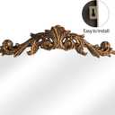 OUSHUAI Gold Traditional Vintage Ornate Baroque Mirror,Gold Brass Mirror for Wall,Victorian Antique Bronze Mirrors Arched for Bathroom/Living Room/Hallway/Fireplace 19"X27"