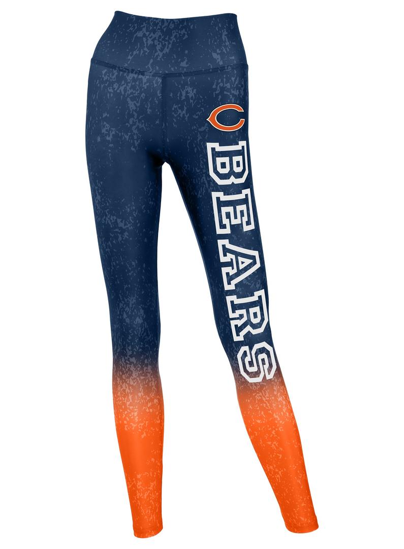 ZUBAZ NFL WOMEN'S DISTRESSED GRADIENT LEGGINGS WITH TEAM WORDMARK CHICAGO BEARS L