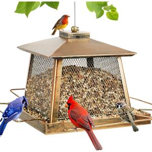 Large Bird Feeder for Outdoor, Gazebo Style Wild Bird Feeders, Metal Mesh Cardinal Birds Feeder for Garden Patio Birds Watching Decor, 4 lb Capacity