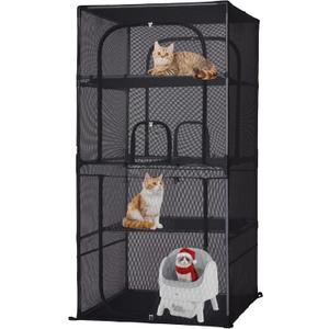 Rockever 4 Tiers Catio Outdoor Cat Enclosure, 61.4" Cat Cage with Window Acess, Indoor Outdoor Cat House for Multiple Cats, Large Cat Patio 6 Doors with Waterproof UV-Resistant Roof