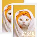 27x40 Inch Poster Frame 2 Pack, Engineered Wood White Large Picture Frame for 27 x 40 in Photos, Movie Posters & Art Prints, 27 x 40 Poster Frame Horizontal or Vertical Wall Mounting