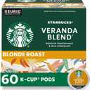 Starbucks K-Cup Coffee Pods, Starbucks Blonde Roast Hot or Iced Coffee, Veranda Blend, 60 Keurig Pods (EXP 06/08/27)