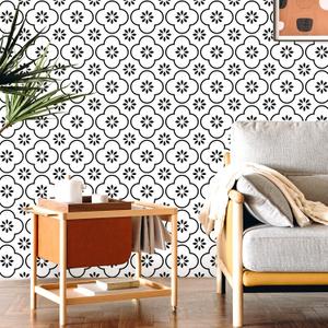 2 x Sevalo Black and White Peel and Stick Wallpaper Boho Contact Paper for Cabinets and Drawer Black White Contact Paper Kitchen Self-Adhesive Removable Wallpaper for Bathroom Modern Liner 17.5inW 78.7inL