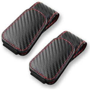 2Pcs Sunglass Holder for Car, Magnetic Leather Eyeglass Hanger Clip for Car Sun Visor, Sunglasses Holder and Ticket Card Clip for Car Visor Accessories (Carbon Fibre Black)