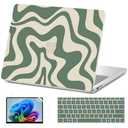 AKIT Compatible with Microsoft Surface Laptop 13 inch Model 2095, Unique Pattern Hard Shell Case+Screen Protector+Keyboard Cover for Microsoft Surface Laptop 13 inch case, Green Wave