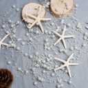 Beach Beaded Starfish Garland Christmas Decorations 2M/80Inch White Beaded Garland with 6PCS Natural Starfish for Christmas Tree Ornaments Beach Mermaid Party Home Decoration