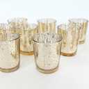 WGV Gold Speckled Tea Light Votive Candle Holder 2.2x2.75, Small Tiny Utility Cylinder Mercury Glass Vase, Home Accent Decor, 4 Pieces